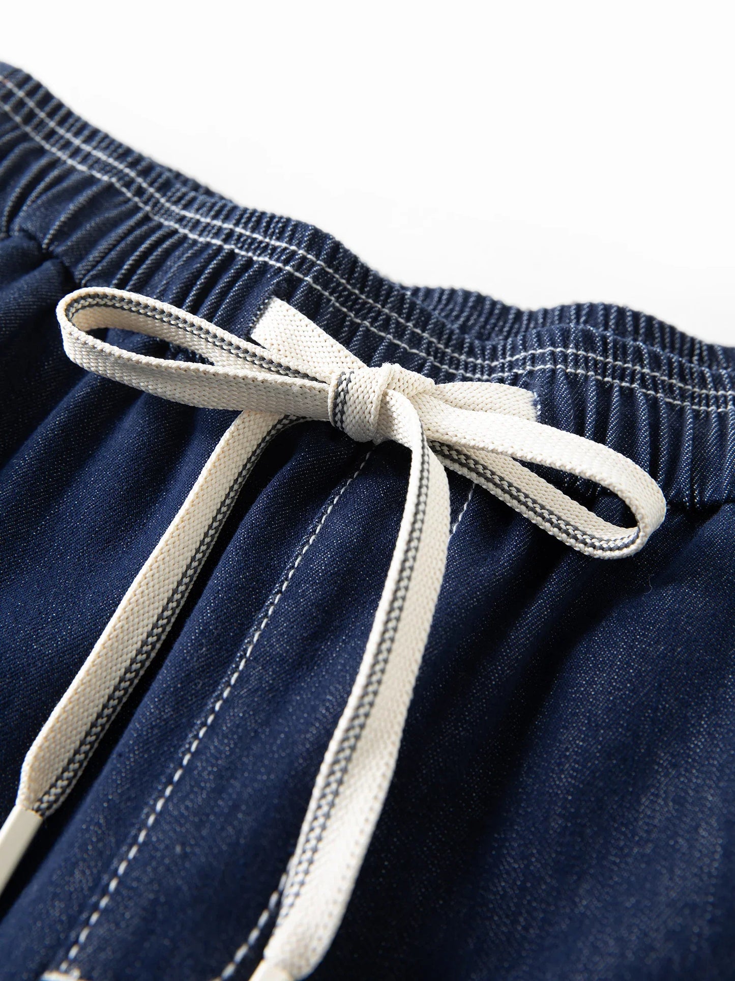 2026 Spring Women's Contrast Topstitching Straight Leg Jeans, Elastic Drawstring Waist Casual Pants for Y2K Street Style
