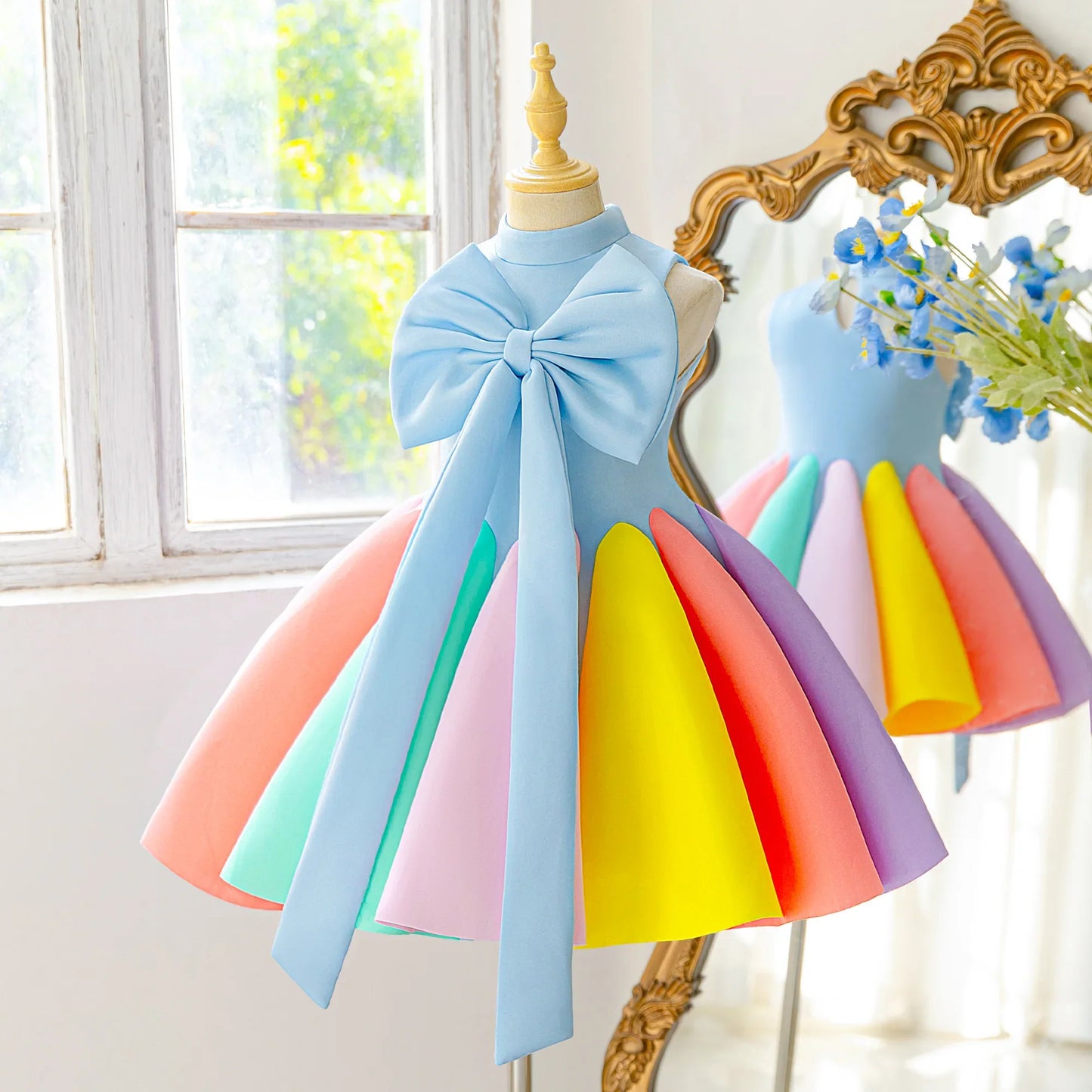 Summer Colorful Bridesmaid Party Girl Dresses Elegant Bow Wedding Birthday Princess Prom Dress Girl Gala Graduation Evening Gown