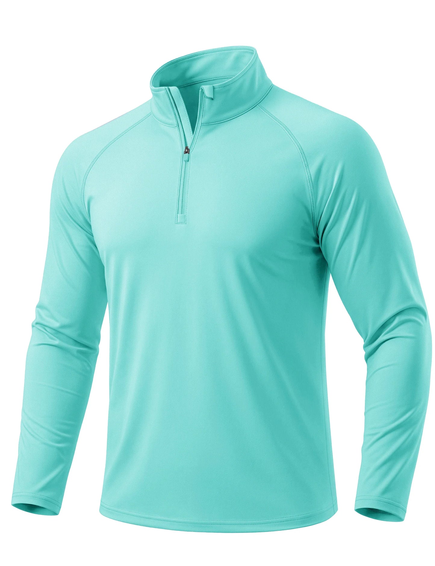 Men's Lightweight Long Sleeve T-Shirt UPF50+ Sun Protection Quick Dry Zip Neck Casual Summer Top