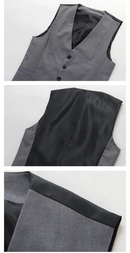Fashion Single Breasted Suit Vests for Men Grey Black High-end Male Waistcoat Slim Fit Formal Business Casual Vest Plus Size 7XL