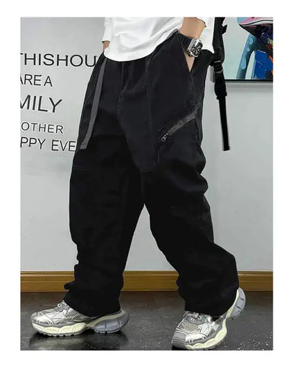 American Streetwear Multi-Pocket Cargo Pants Men High Quality Fashion Baggy Pants Plus Size Black Army Straight-Leg Trousers