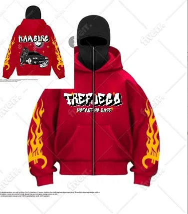 Ninja jacket 2025 new model hot sale upper and lower double-head zipper POG GHB print niche design new model