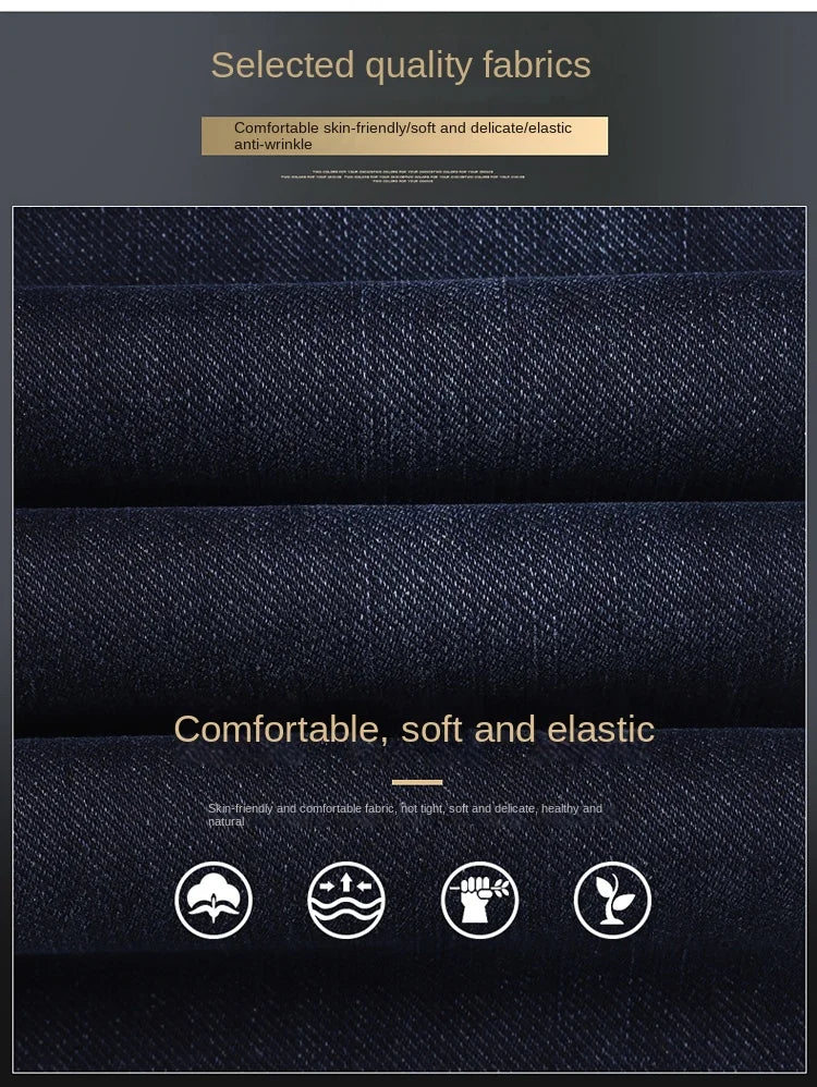 Men's Straight-leg Jeans High-quality Light Luxury Embroidered Casual Versatile Fashion Slimming Smooth Silhouette Style