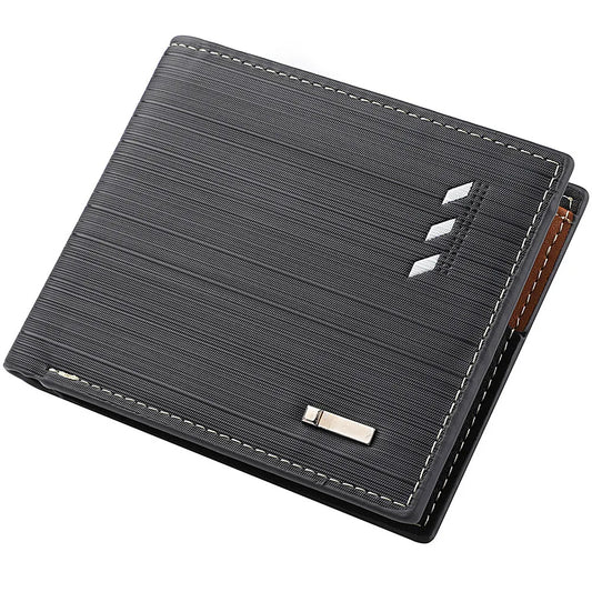 Portefeuille court pour hommes en cuir synthétique microfibre Portefeuilles courts hommes Bande Sac à main mâle Porte-monnaie Cartes multifonctions