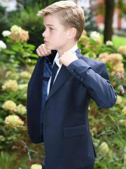 Fast Delivery Navy Boys Lapel Suits Classy Stylish Kids Formal Suit Set Formal High Quality Child Tuxedo For Piano Performance