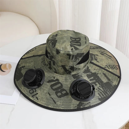 Summer For Outdoor Camping Fishing Hiking Sunscreen Fisherman Hat Solar Fan Cap Portable Solar Charging Cap with Fan Men Women