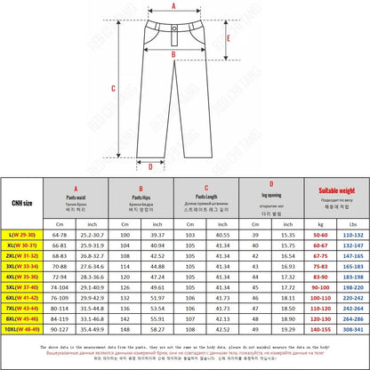 10XL Big Size Men's Summer Casual Pants Straight Fit Elastic Waist Trouser Male Classic Office Plus Large Stretch Zipper Pocket