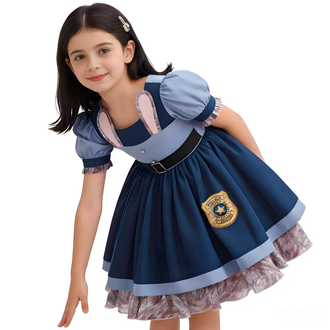 Girls Cosplay Zootopia 2 Police Officer Judy Bunny Dress For Kids Holiday Party Cute Dress With Accessories Fancy Set