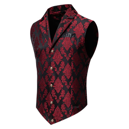 Men's Suit Vest, Jacquard Smart Casual Flip-Front Lapel Vest, Cross-Border Single-breasted Slim Fit Holiday Dress Waistcoat