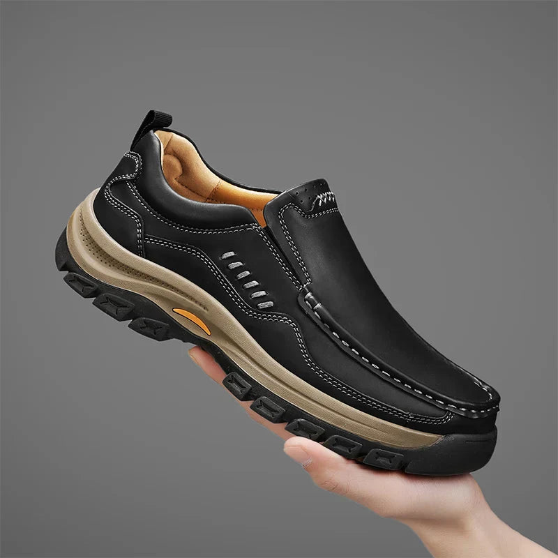Men's Hand-Stitched Fashion Loafers, Solid Color Low-Top Casual Shoes, Simple Trendy Slip-On Sneakers, Men's Shoes for All Seasons, Daily Office Business Shoes, Large Size Men's Shoes