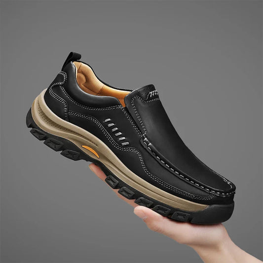 Men's Hand-Stitched Fashion Loafers, Solid Color Low-Top Casual Shoes, Simple Trendy Slip-On Sneakers, Men's Shoes for All Seasons, Daily Office Business Shoes, Large Size Men's Shoes