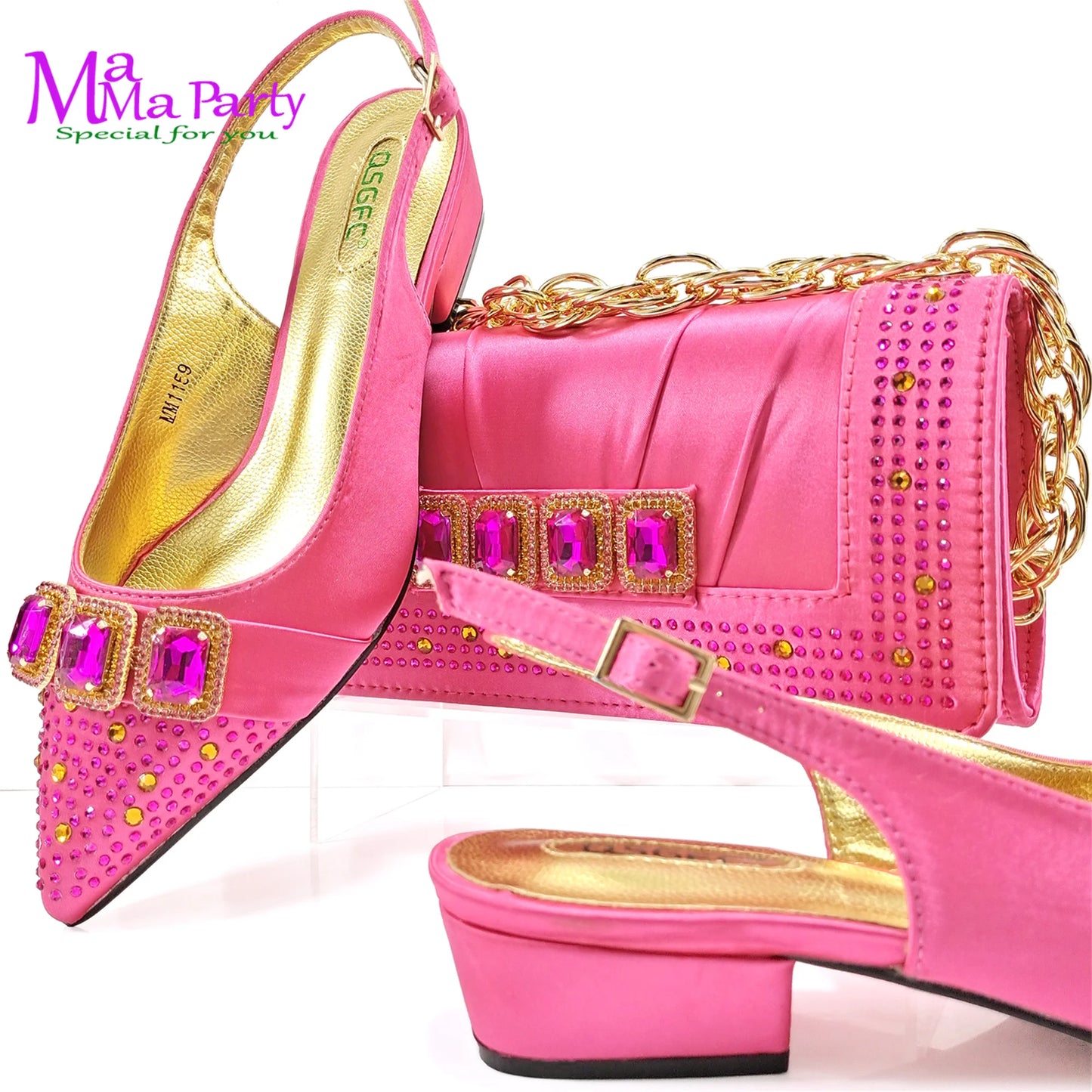 Fashion 2024 Classics Style Autumn Winter New Arrivals Italian Ladies Shoes Matching Bag Set in Wine Color for Garden Party