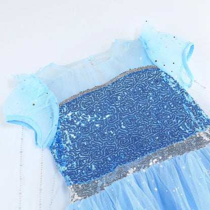2026 Disney Elsa Costume for Girls Light-Up Frozen Snow Queen Dress With LED Lights Fancy Frock for Kids Birthday Party Set