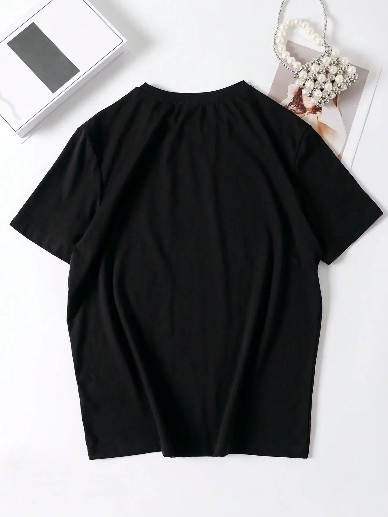Large Size Women's Slogan Printed Round Neck Loose Short-Sleeved Casual T-Shirt, Suitable for Daily Commuting and Shopping