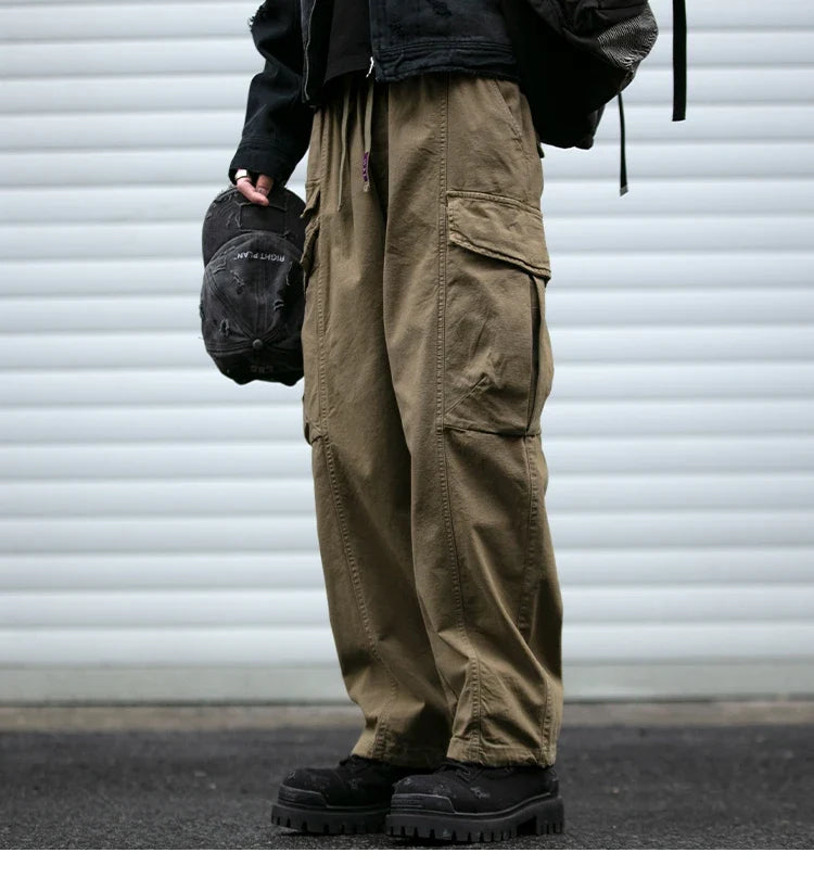 Oversized Cargo Pants For Men Multi Pocket Loose Fit Streetwear Casual American Style Korean Trendy Fashion Straight Leg Pants