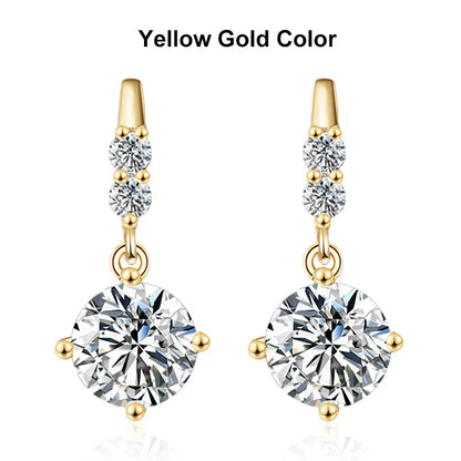 1ct Moissanite Drop Earrings S925 Sterling Silver with Gold Plated Hoop Earrings Wedding Party Jewelry With Certificate
