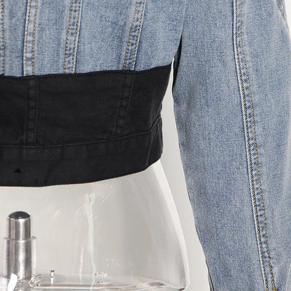 Jeans Women Pencil Pants 2023 Fashion High Waist Contract Color Patchwork Split Long Denim Pants Elastic Skinny Trousers