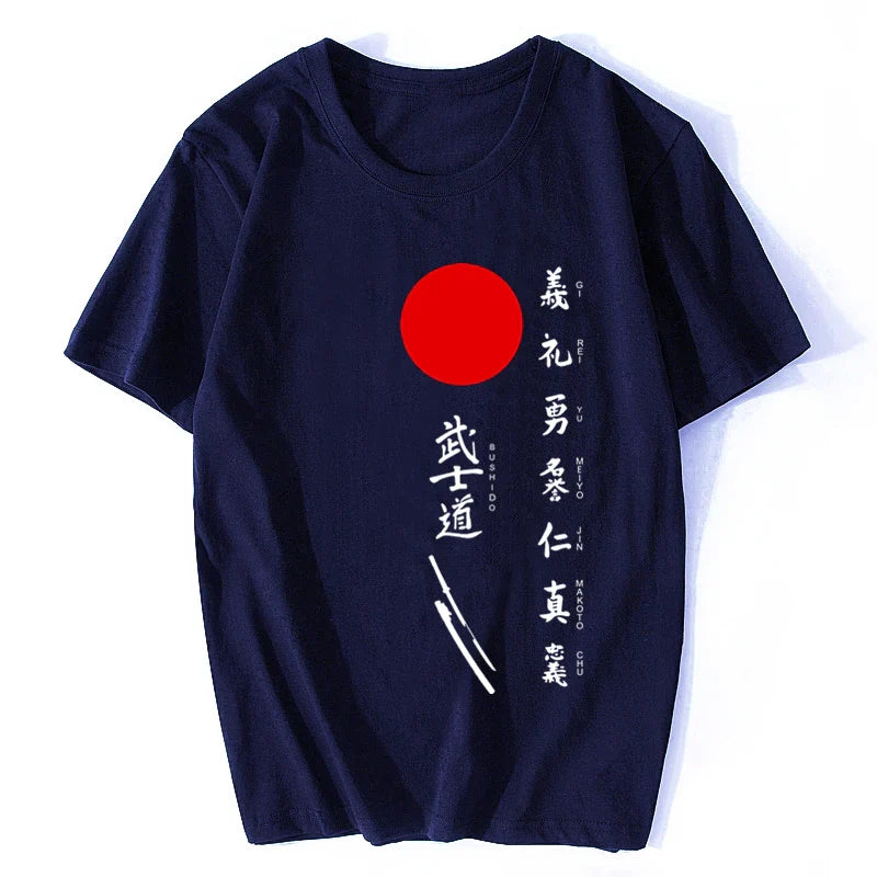 Men'S Japanese Kanji Samurai Bushido Tshirt Men'S Fashion Tees T Shirt Men Summer Style Design T-Shirt Oversize Streetwear
