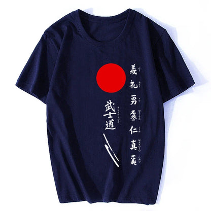Men'S Japanese Kanji Samurai Bushido Tshirt Men'S Fashion Tees T Shirt Men Summer Style Design T-Shirt Oversize Streetwear