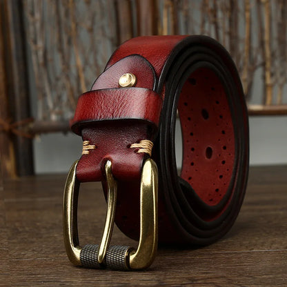 2024 Fashion Men's Belt  Genuine Leather Pure Cowhide Pin Buckle Vintage Belt for Trap Male Jeans for Man Luxury Designer
