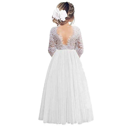 Princess Party Lace Flower Girl Dress Baby Kids Summer Wedding Birthday Dresses Children Clothing 2 4  6 8 10 12 14