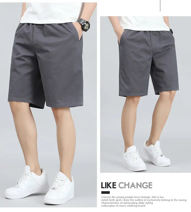 Men's Lightweight Cotton Summer Casual Shorts Loose Wide-Leg Fitness Exercise Work Shorts Comfortable Breathable