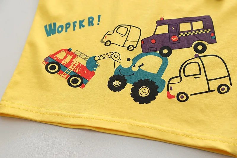 New Baby Boys Clothing Sets Summer Cartoon Car T Shirt +Denim Shorts Toddler Infant Kids Casual Infant Clothes Suits 1-5 Years