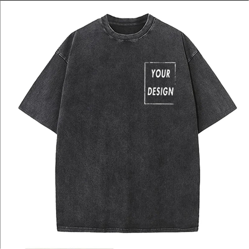 Men's and Women's Cotton Washed T-Shirt Custom Printed T-Shirt 230G Top DIY Your Favorite Pattern or Logo Fashionable Custom Top