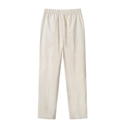 Summer Casual Washed Cotton Women's Plus Size Pants 2025 Elastic Waist Office Casual Outdoor Trousers Breathable Cool Clothing