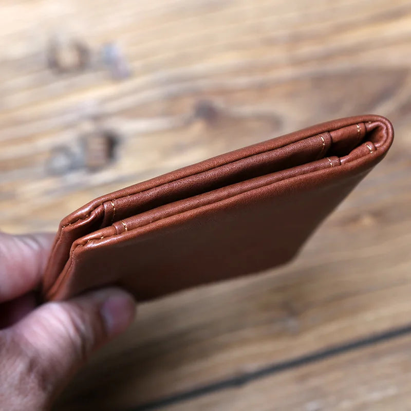 Leather Men's Wallet Credit Card Bag Mini Wallet Top Cowhide Coin Wallet Women's Wallet Thin Wallet Vertical Photo Wallet