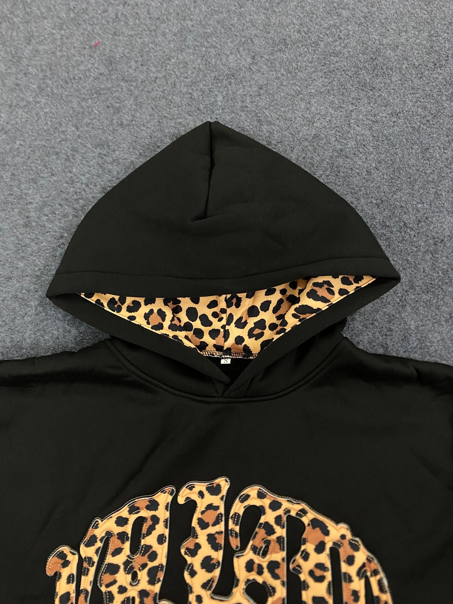 new fashionable leopard print letter embroidery street casual pants men's and women's versatile hooded sweatshirt pants set Y2K