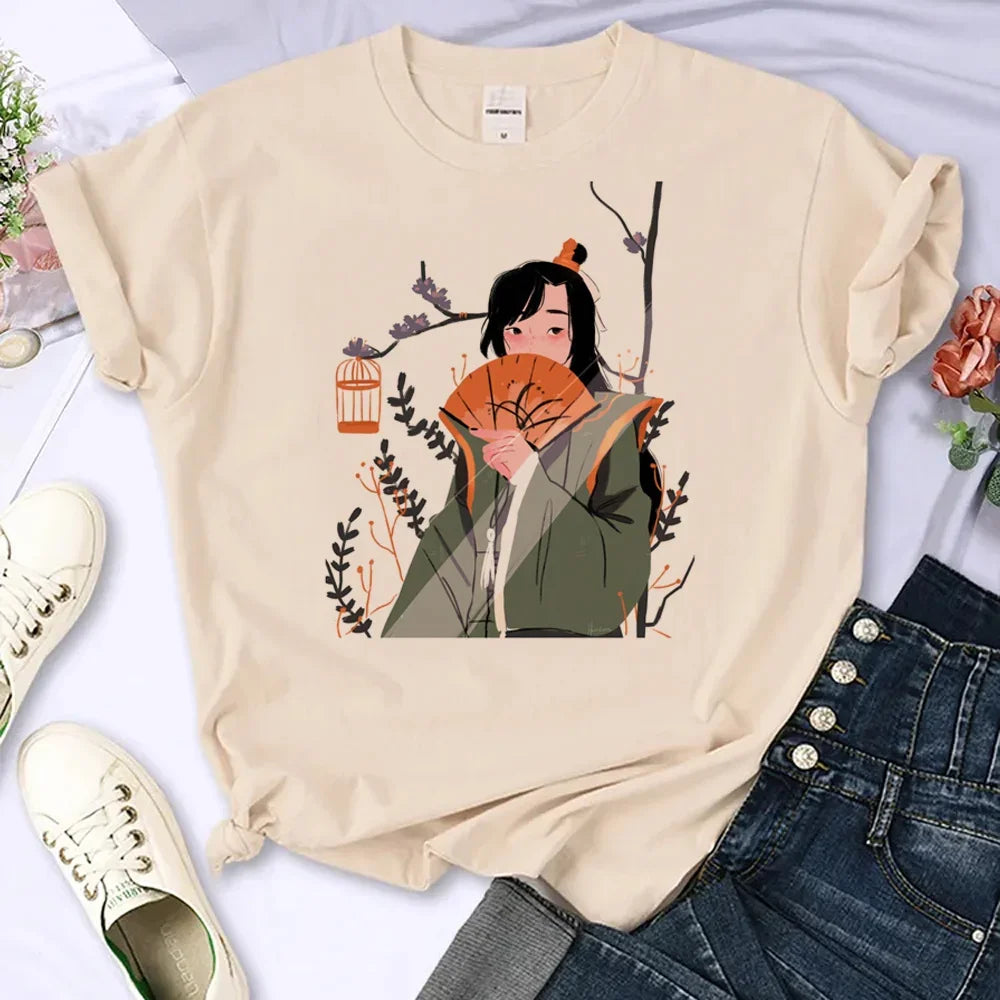 Mo Dao Zu Shi T-shirts Women Japanese Manga Summer Top Female Manga Clothing Personalized Loose Round Neck T Shirt Top