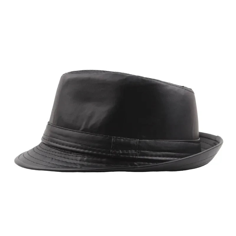 PU Leather Gift Fedoras  for Middle-aged and Elderly Autumn and Winter Outdoor Leisure Gentlemen Jazz Hat for Men Panama Hat