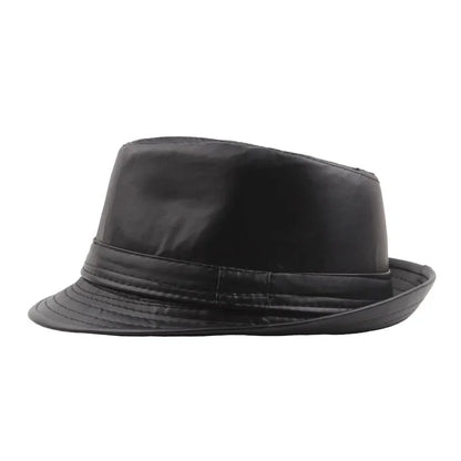 PU Leather Gift Fedoras  for Middle-aged and Elderly Autumn and Winter Outdoor Leisure Gentlemen Jazz Hat for Men Panama Hat