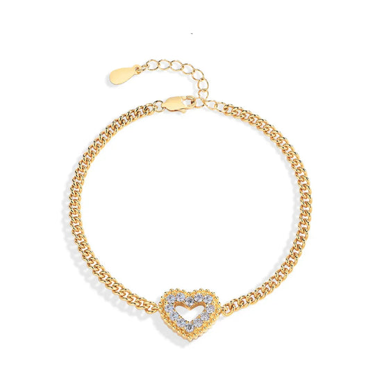 Bracelets de luxe 2024 D VVS1 Moissanite Diamant 0,42 CTW pour femmes en forme de cœur, Argent sterling S925, Cadeau d'anniversaire