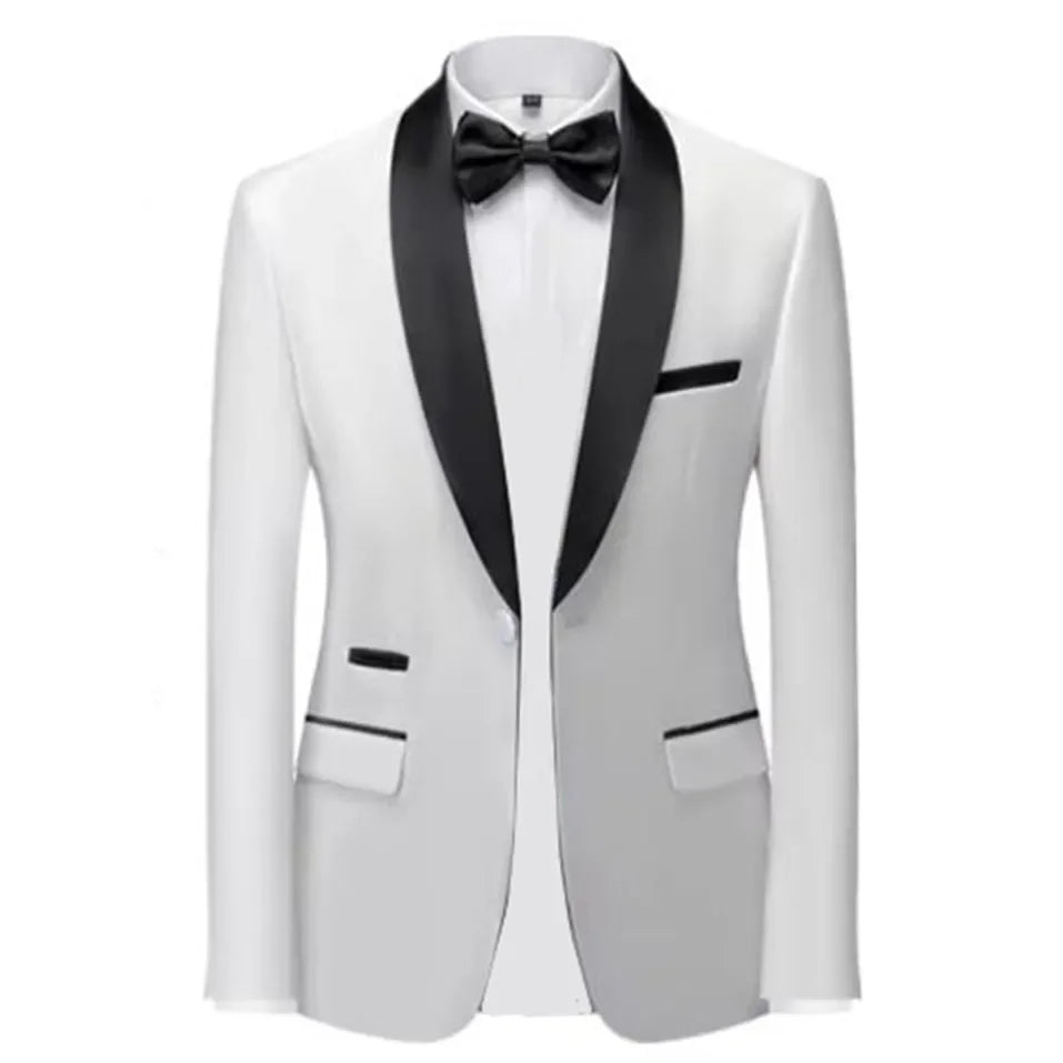 Mens Blazer Slim Fit Suit Jacket 1 Button Velvet Shawl Collar Wedding Formal Suit Jacket