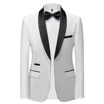 Mens Blazer Slim Fit Suit Jacket 1 Button Velvet Shawl Collar Wedding Formal Suit Jacket