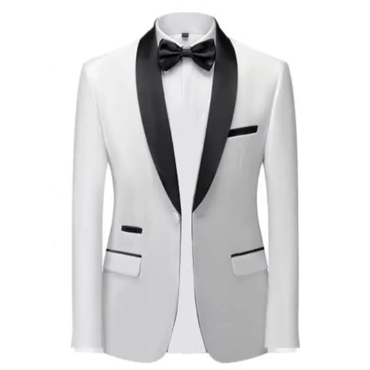 Mens Blazer Slim Fit Suit Jacket 1 Button Velvet Shawl Collar Wedding Formal Suit Jacket