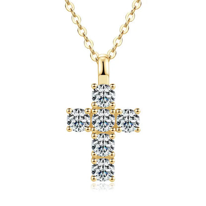 GRA Certified 3.5MM Moissanite Cross Pendant Necklaces for Women S925 Sterling Silver Clavicle Chains Fine Jewelry Gift