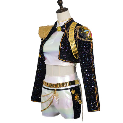 Hot Selling Korean Style Woman Suit Halloween Cosplay Hot Woman Show Costume Black Shiny Suit Halloween Birthday Party Costume