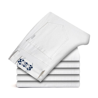 New Summer 98% Cotton Men's Business Casual Jeans Straight Soft Stretch Fabric Baggy Denim Pants Male Brand Trousers