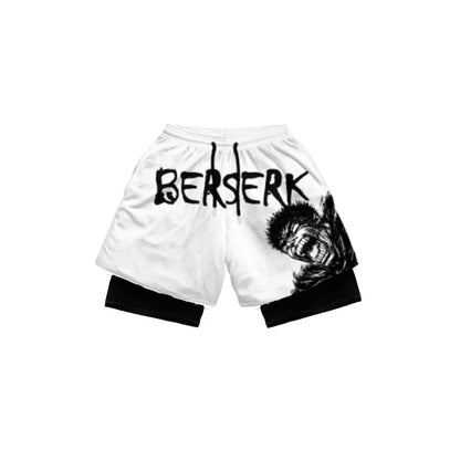 Y2K Summer Men Streetwear Anime Berserk Oversize Active Athletic Gym Short Pants Training Fitness Workout Track Shorts Clothes