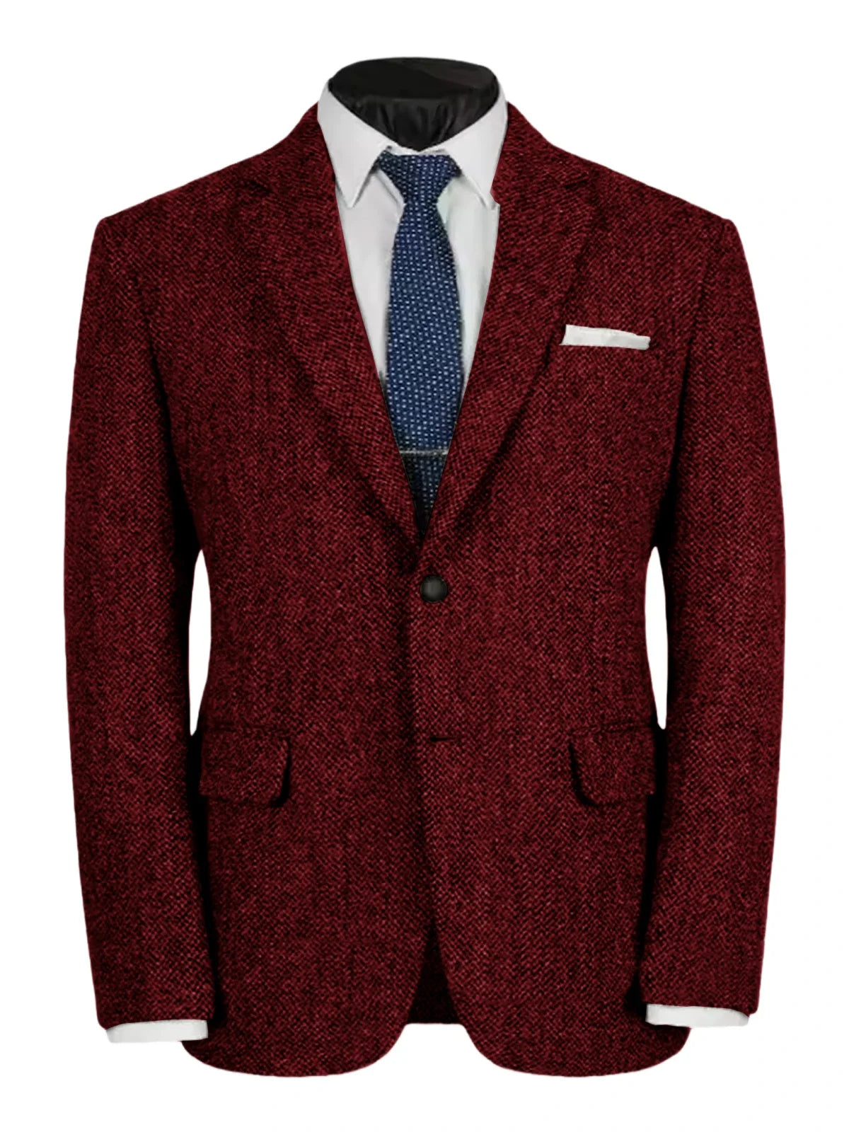 Herringbone Slim Fit Suit Jacket For Men's Single Breasted Business Blazer Casual Jacket Fashion Comfortable Elegant Mens