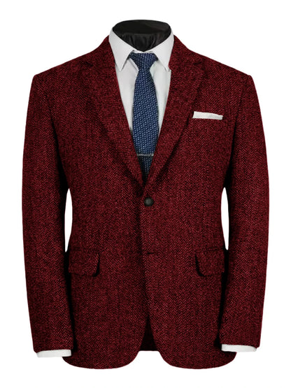 Herringbone Slim Fit Suit Jacket For Men's Single Breasted Business Blazer Casual Jacket Fashion Comfortable Elegant Mens