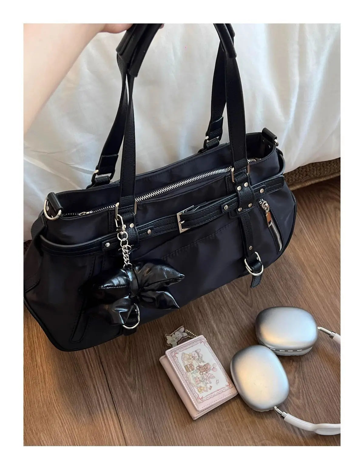 Korean Cute Harajuku Style Y2k Large Capacity Handbag Shoulder Bags Nylon Waterproof Cloth Commuter Storage Bags Women's Bag