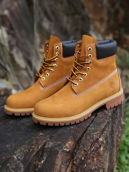 New Work Boots Men's Original Comfy Shoes Outdoor Hiking Leather Casual Shoes For Men Basic Boots Waterproof Yellow Boots