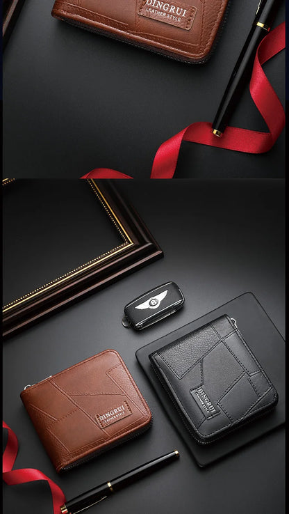 New style wallet for men and women, long single zipper handbag, fashionable and retro patchwork, large capacity purse, loose cha