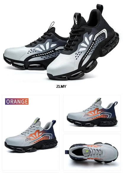 Rotary Button Safety Shoes Men Steel Toe Sneakers Puncture Proof Work Safety Boots Air Cushion Sport Work Shoes Anti-smash Boots