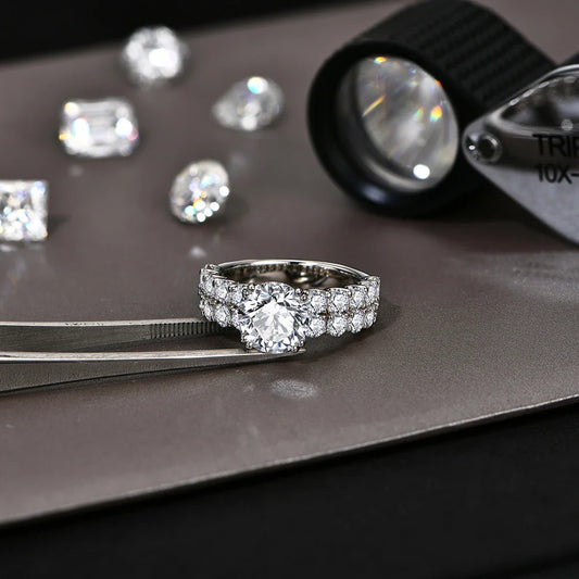 Bagues pleines étincelantes de Moissanite D VVS1 pour femmes, coupe ronde 3.0CT Diamant S925 Argent Plaqué Or Blanc 18K, Bijoux Fins
