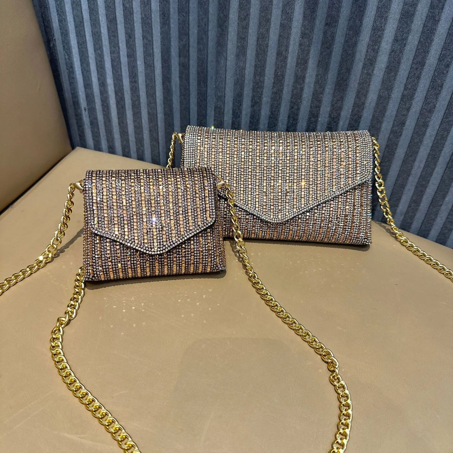 Rhinestones Bag for Women 2024 Mini Purses and Handbags Clutch Wallets Ladies PU Leather Chain Party Evening Shoulder Bag